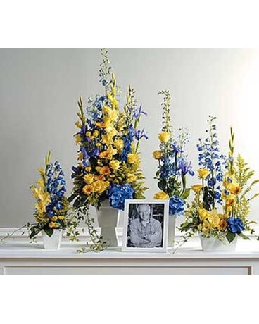 Blue and White Memorial Arrangement (4 pieces)